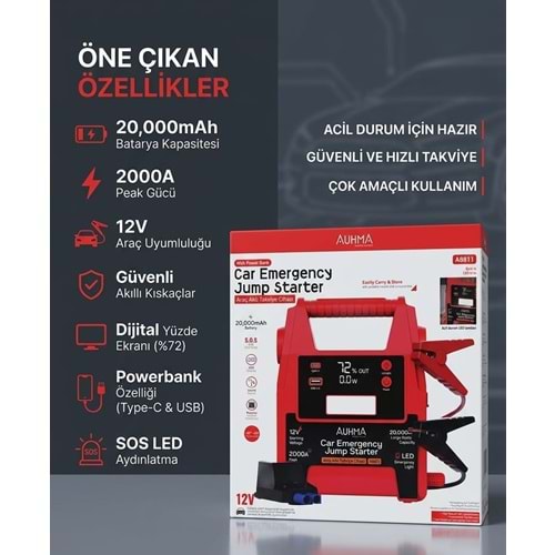 AUHMA A8811 ARAÇ AKÜ TAKVİYE