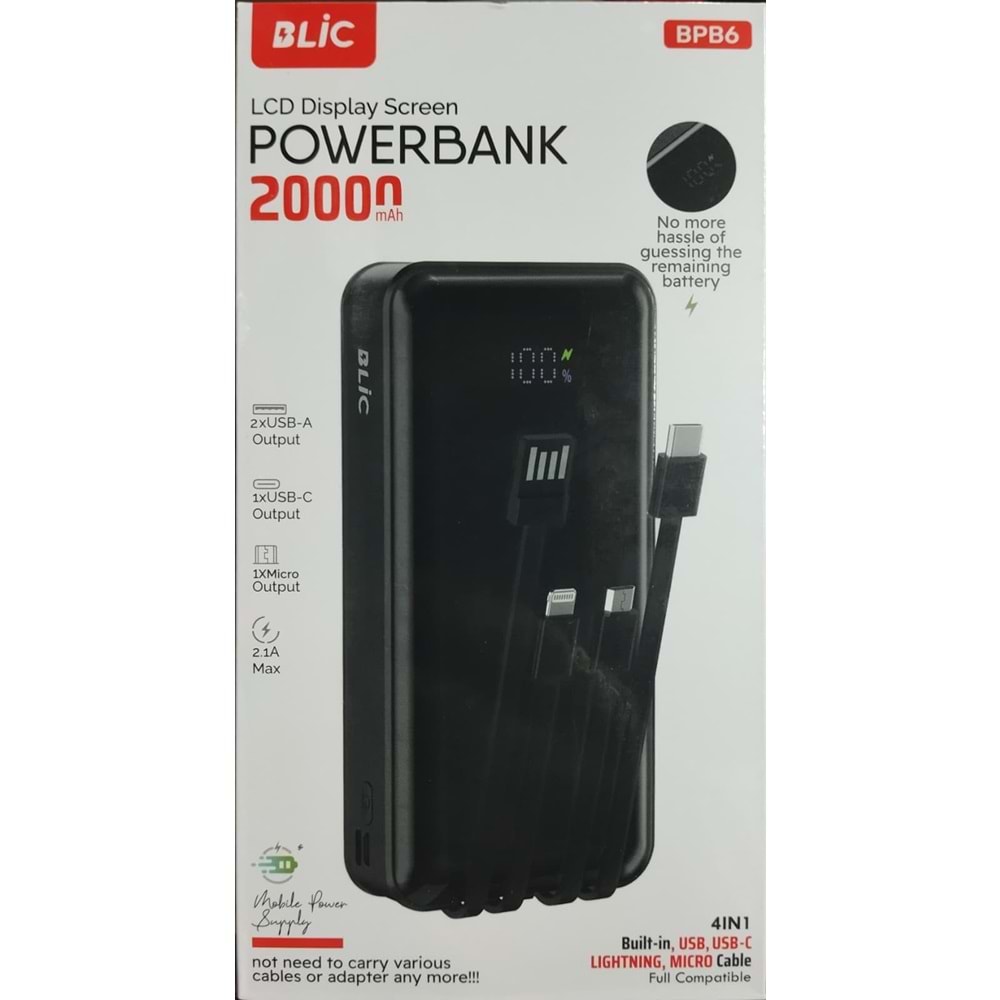 BİLİC BPB6 POWERBANK 20000 mAh